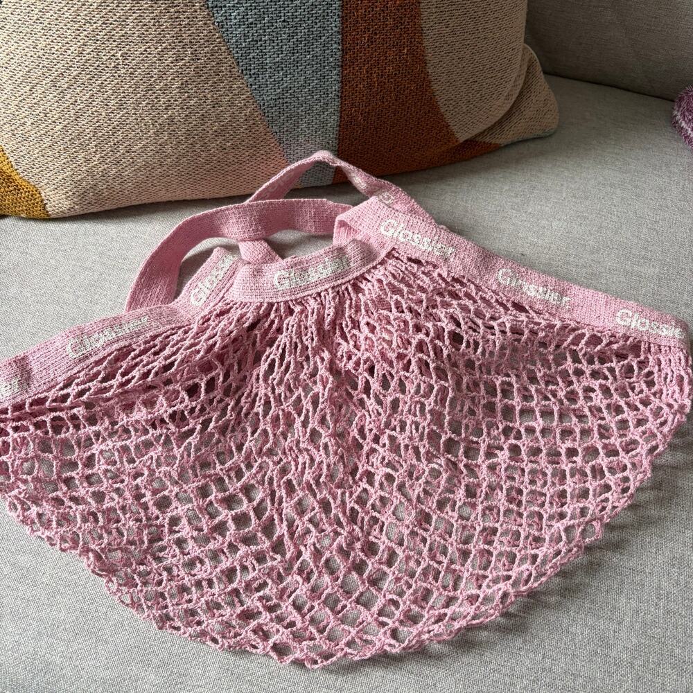 Glossier Pink 100% Cotton Twill Mesh Market Bag
